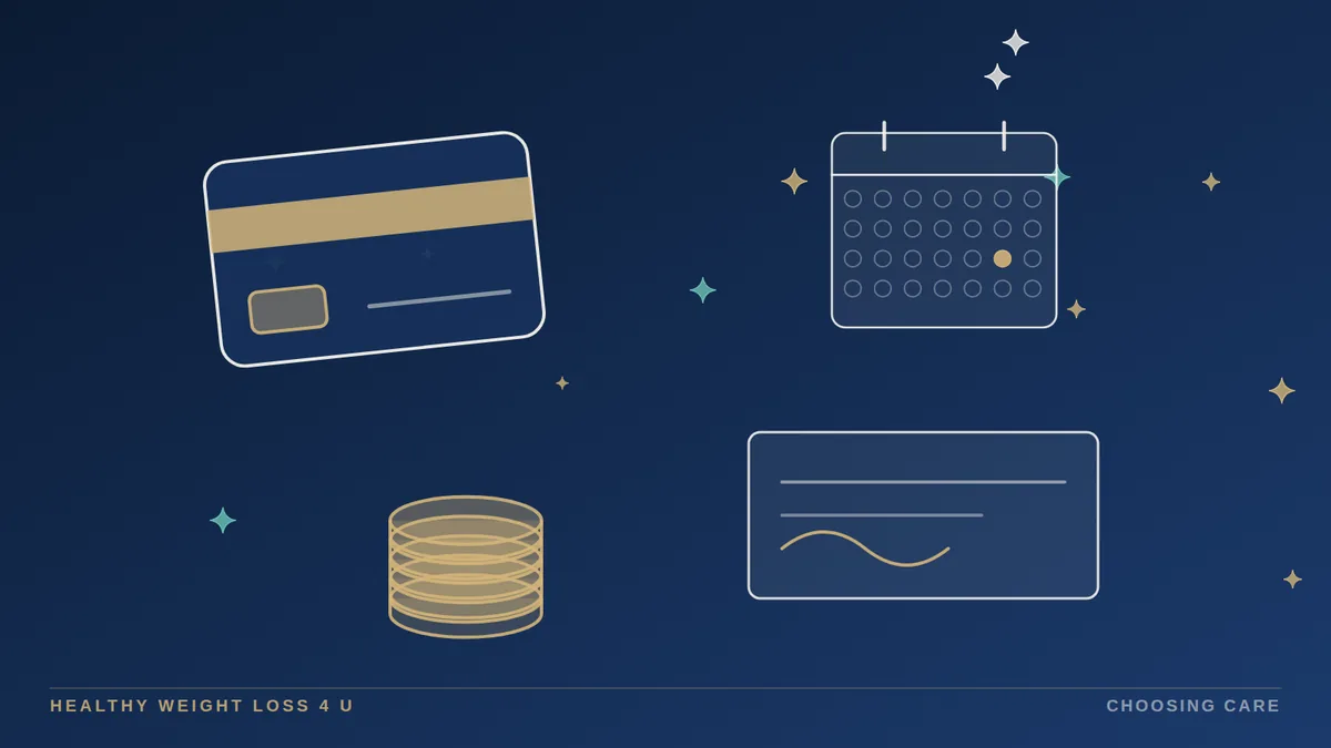 Calendar end date, monthly coin piles and a financing agreement under a magnifying glass