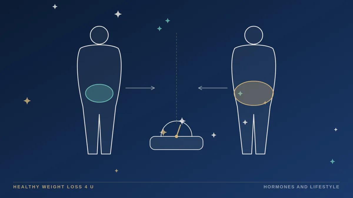 Two matching body silhouettes with the same scale reading but different internal fat and lean shading